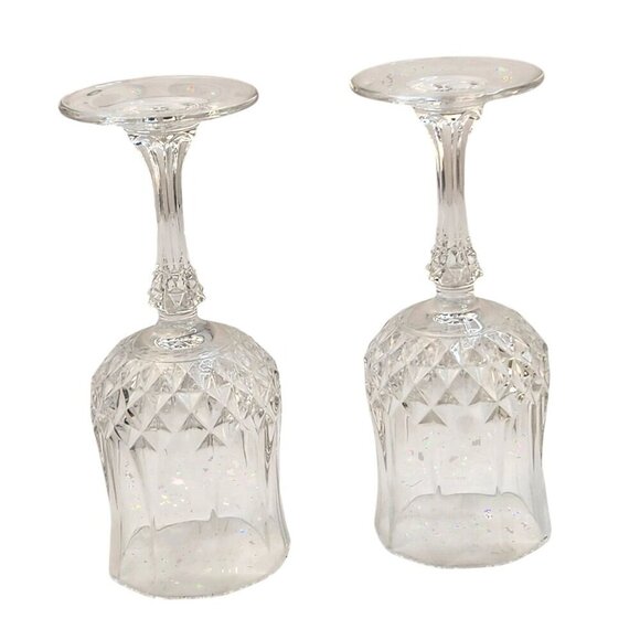 Vintage Crystal Wine Goblets Set Of 2 Elegant Glassware 6.5" Cristal d'Arques Wi - Picture 3 of 6